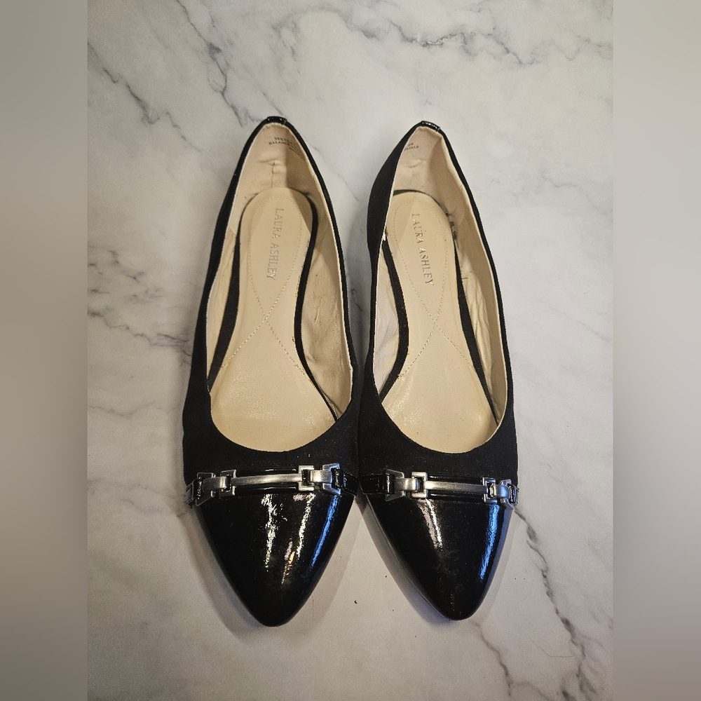 Laura Ashley La Lanca Suede and Patent Leather Flats